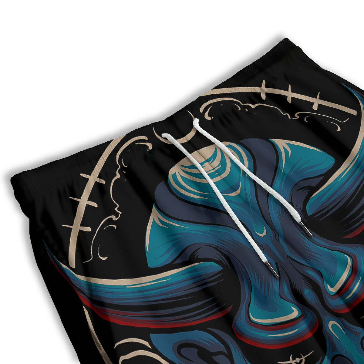Demon Japanese Blue Print Men's Athletic Shorts