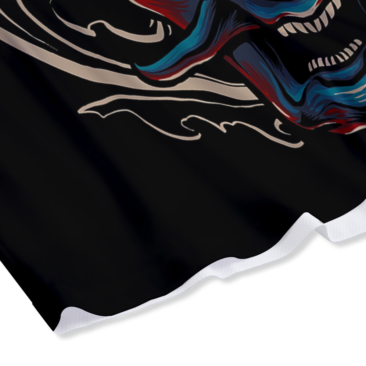 Evil Skull Flaming Print Mesh Shorts