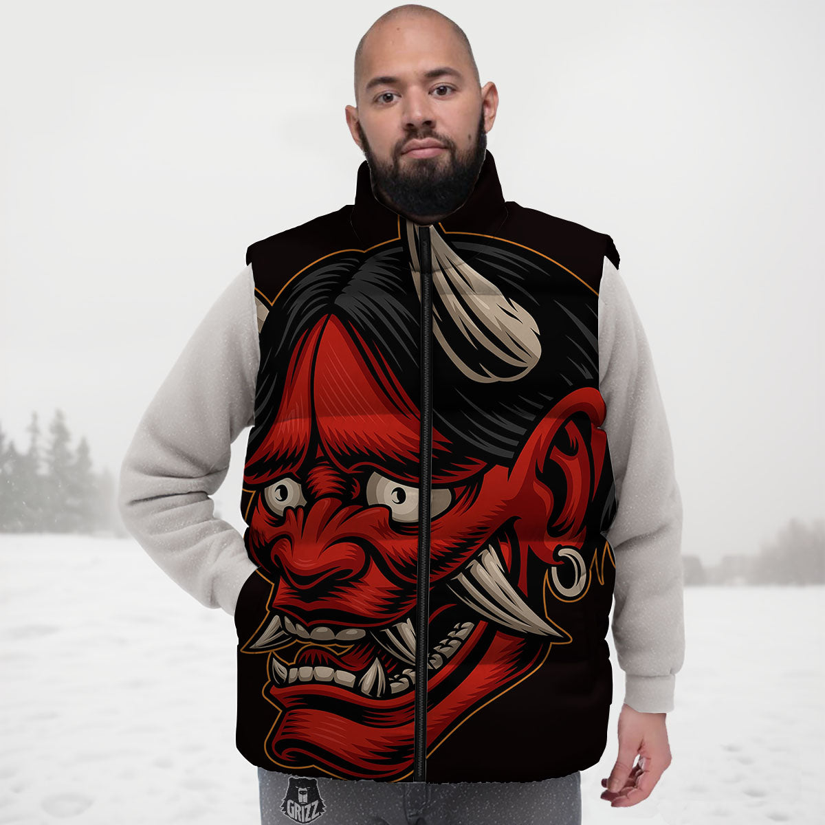 Demon Japanese Print Down Vest