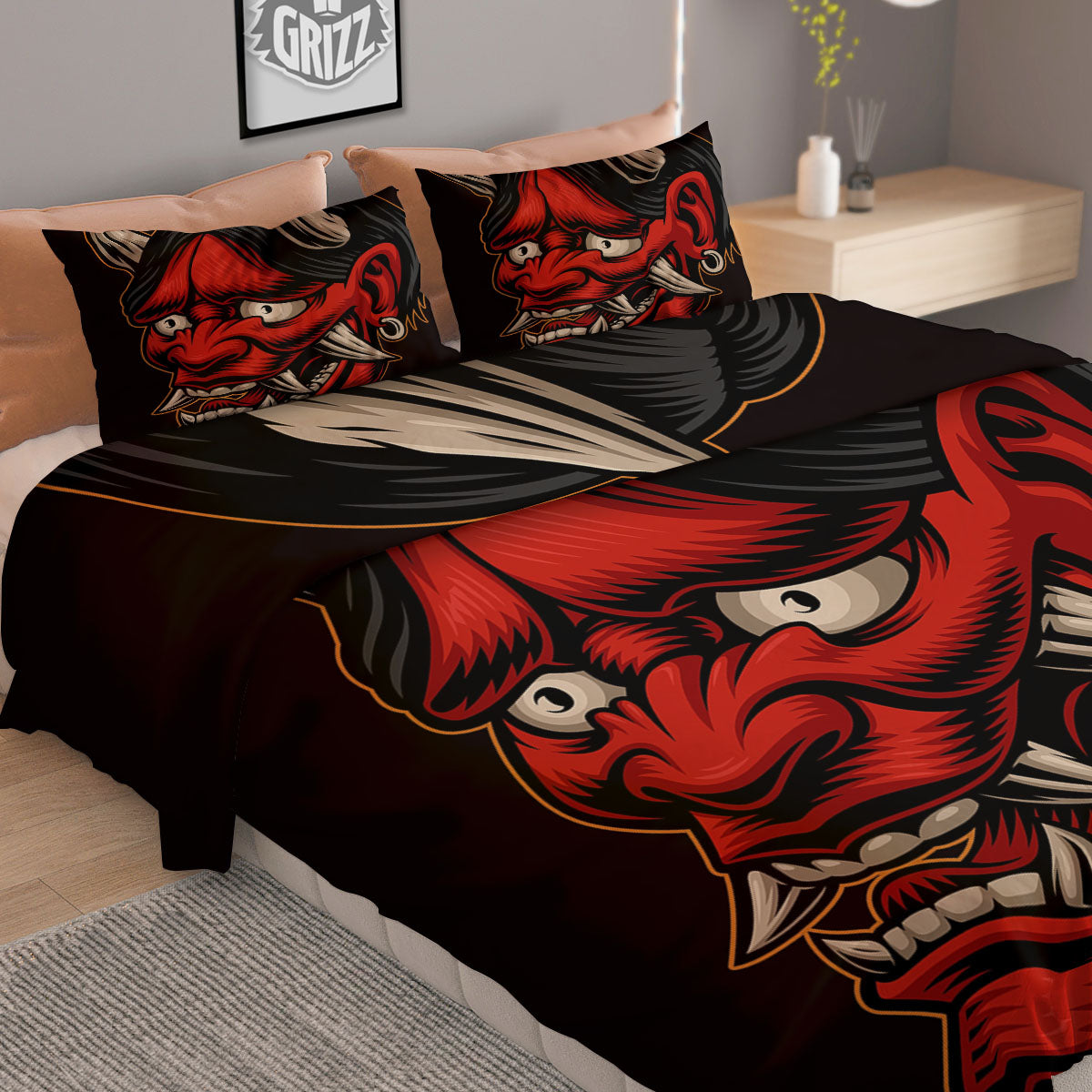 Demon Japanese Print Duvet Cover Bedding Set