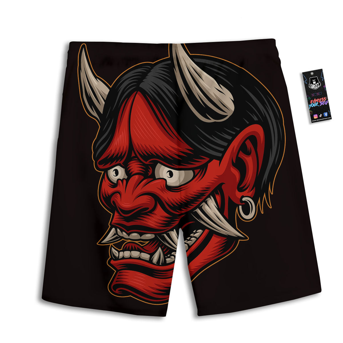 Demon Japanese Print Men's Athletic Shorts