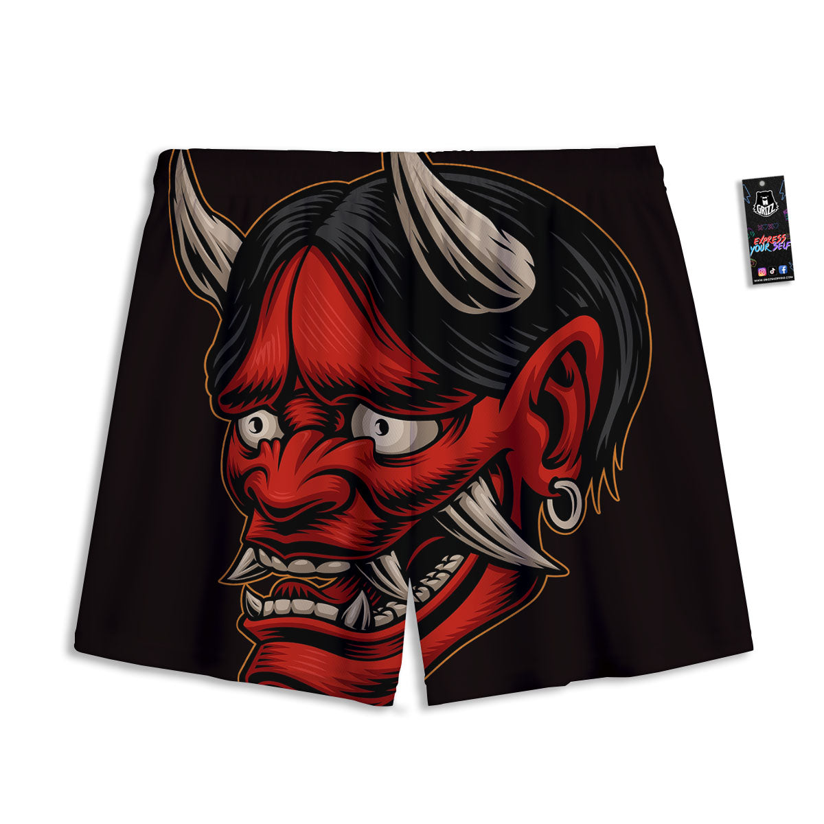 Demon Japanese Print Mesh Shorts