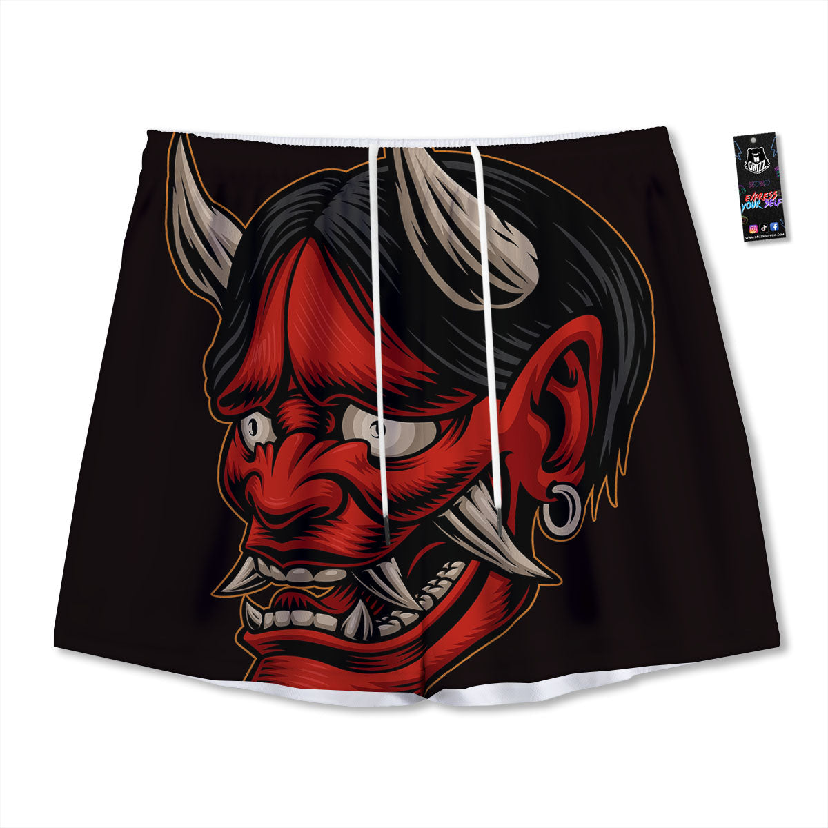 Demon Japanese Print Mesh Shorts