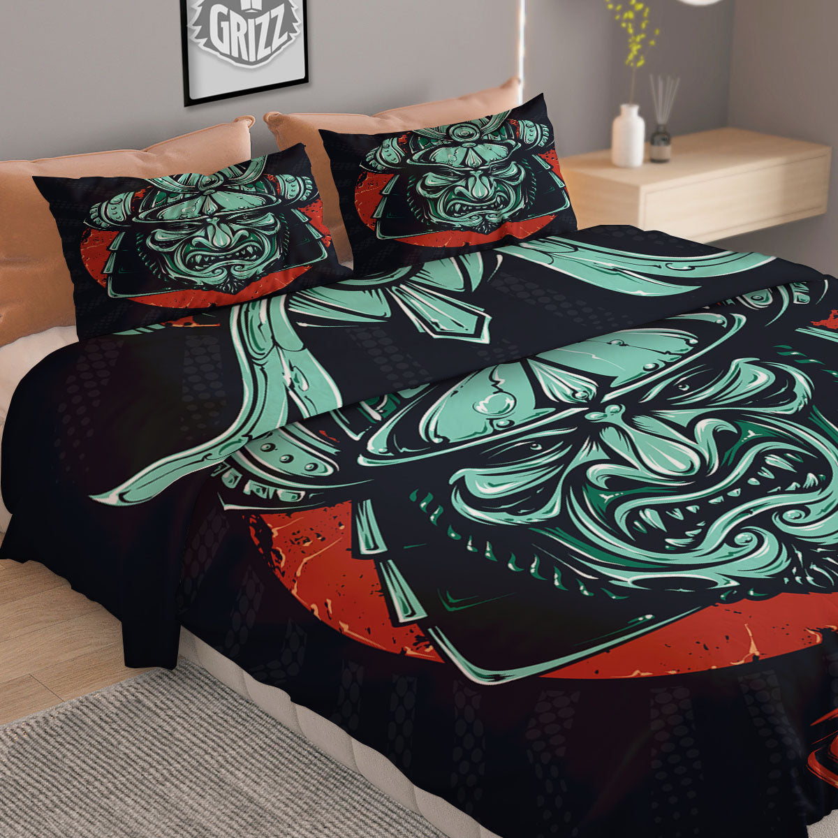 Demon Mask Japanese Print Duvet Cover Bedding Set