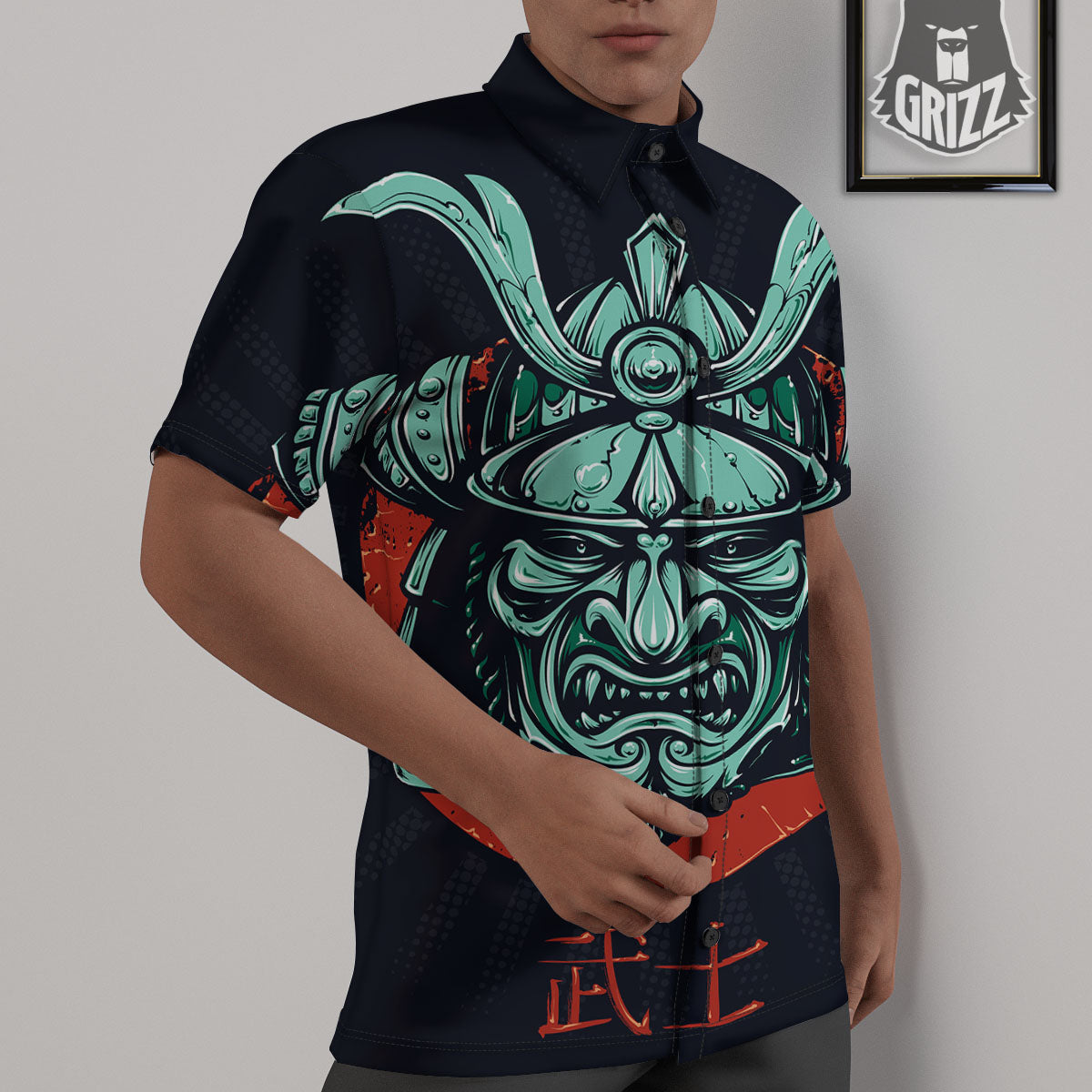 Demon Mask Japanese Print Untucked Shirts-grizzshop