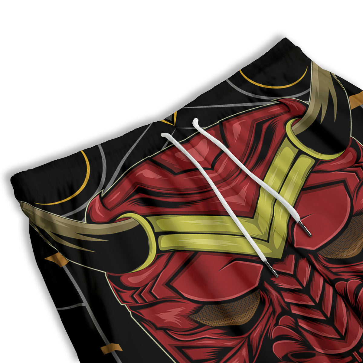 Demon Mask Red Japanese Print Men's Athletic Shorts