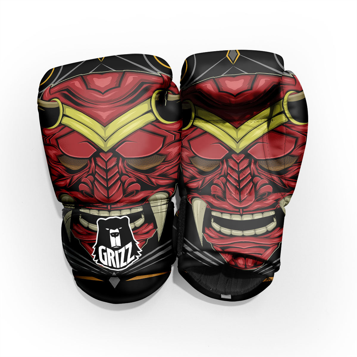Demon Mask Red Japanese Print Pro Boxing Glove
