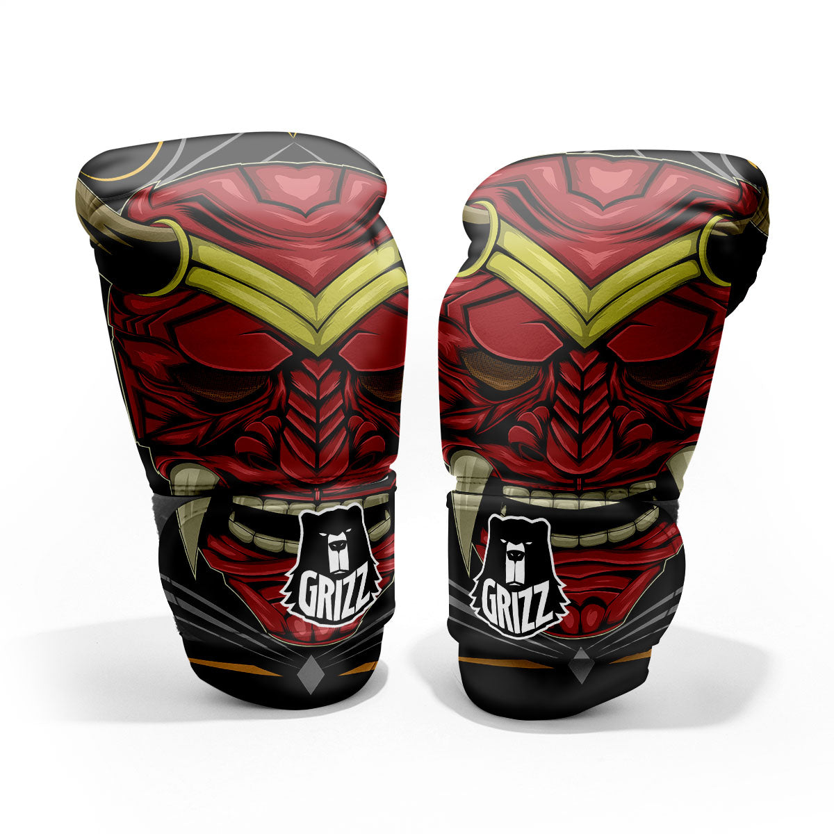 Demon Mask Red Japanese Print Pro Boxing Glove