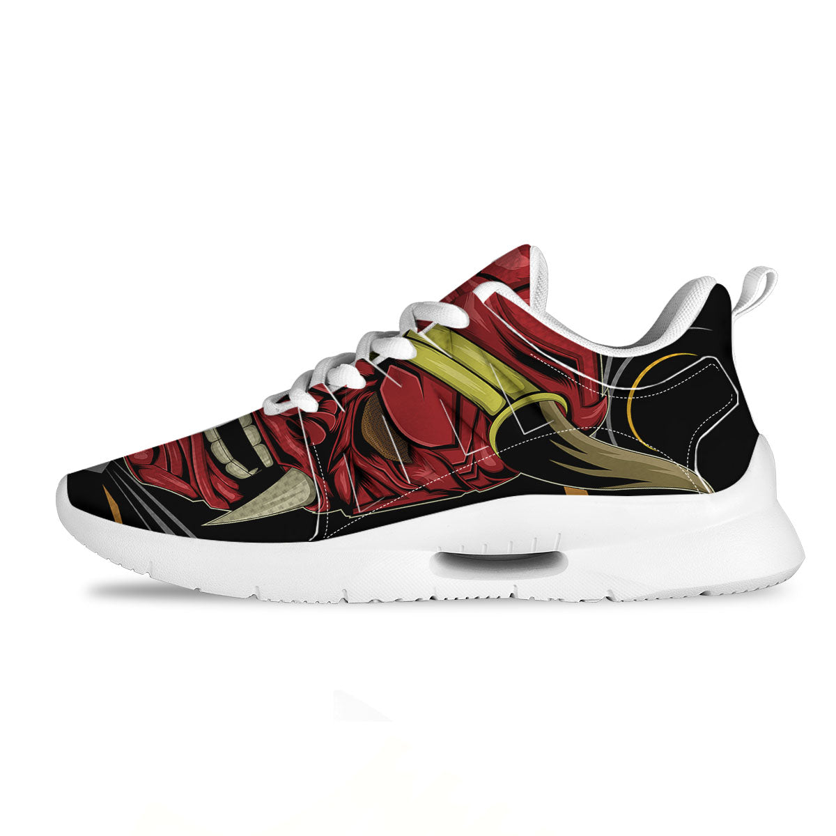 Demon Mask Red Japanese Print Tennis Shoes-grizzshop