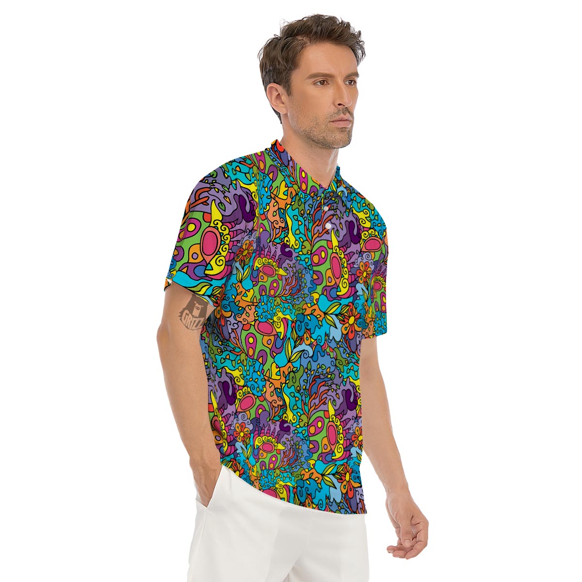 Demon Psychedelic Men's Golf Shirts-grizzshop