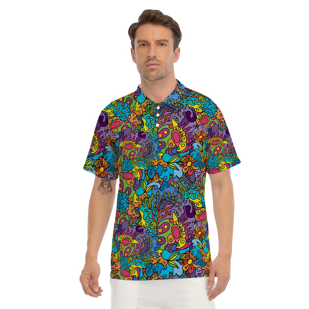 Demon Psychedelic Men's Golf Shirts-grizzshop