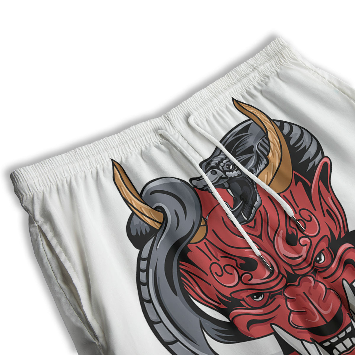 Demon With Snake Japanese Oni Print Men's Athletic Shorts