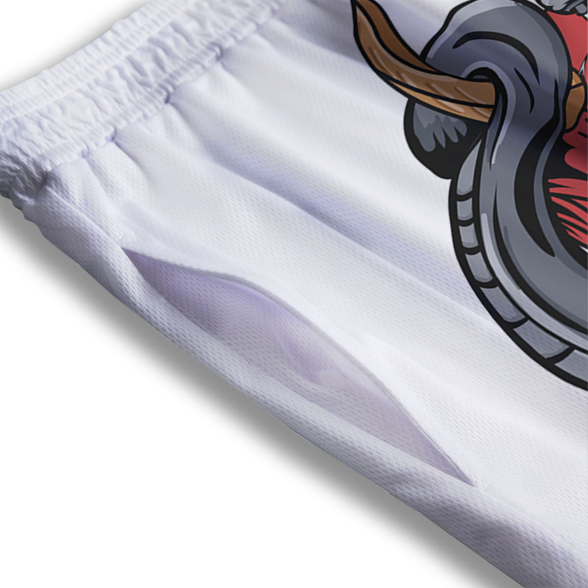 Demon With Snake Japanese Oni Print Mesh Shorts