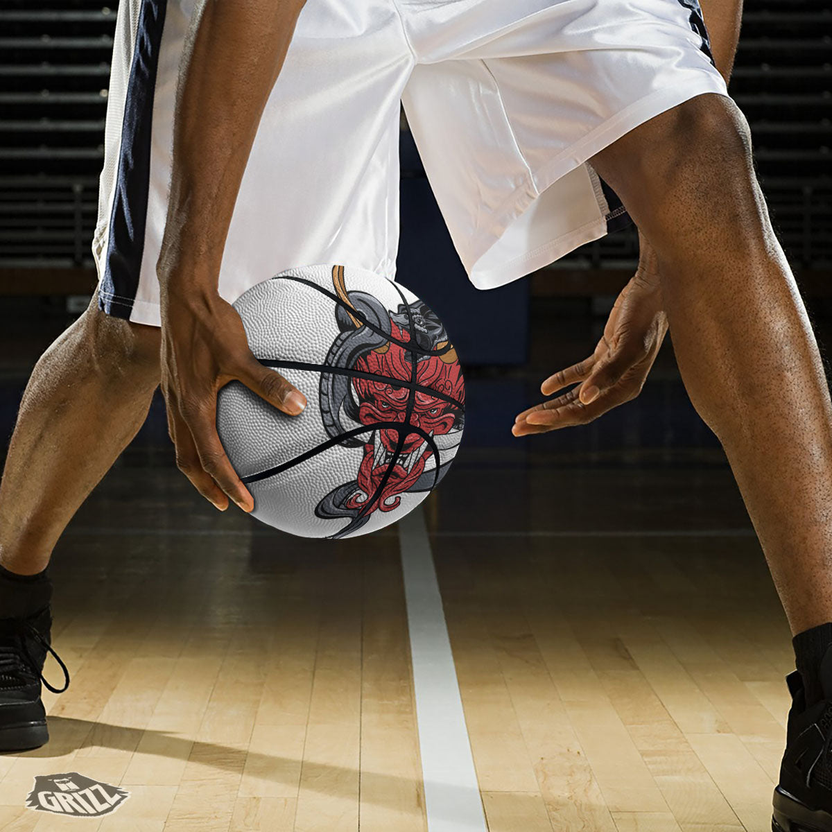 Demon With Snake Japanese Oni Print Basketball