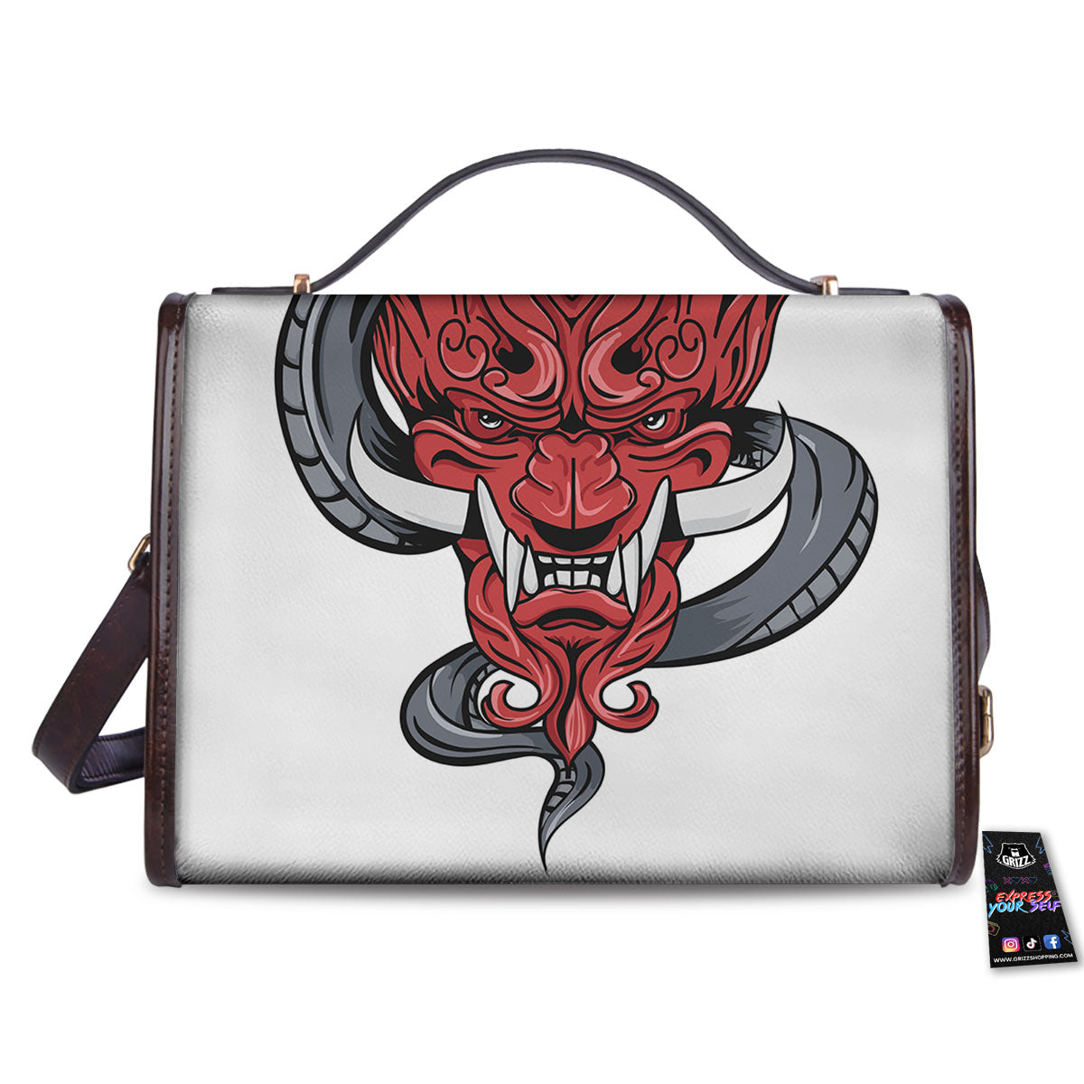 Demon With Snake Japanese Oni Print Women's Satchel Bag
