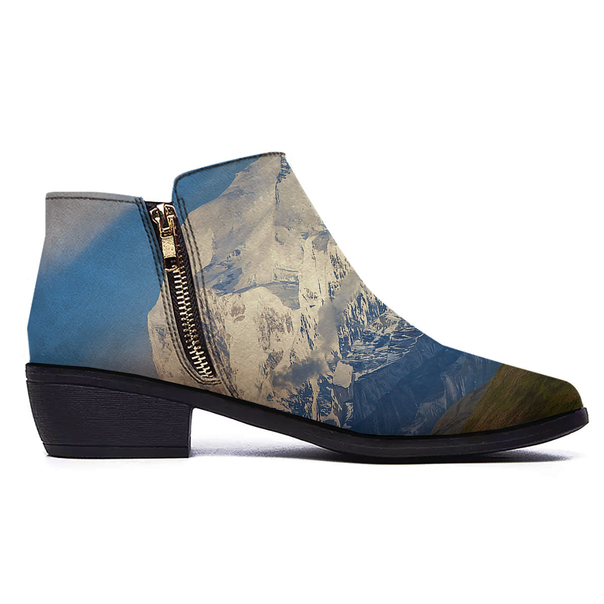 Denali Mountain Print Ankle Boots-grizzshop