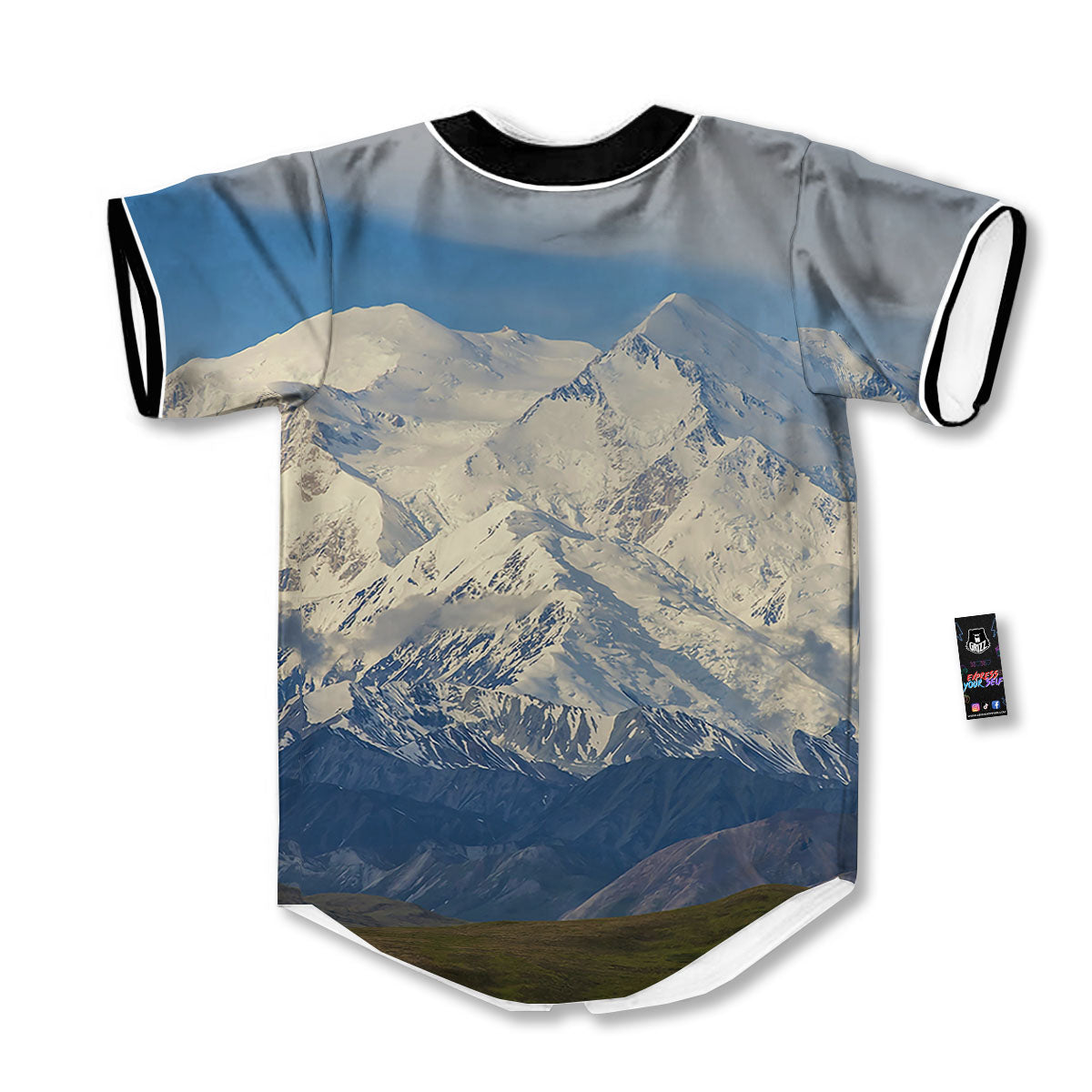 Denali Mountain Print Baseball Jersey-grizzshop