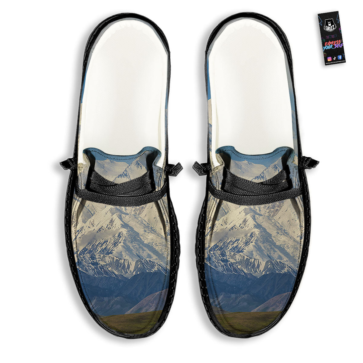 Denali Mountain Print Black Loafers-grizzshop