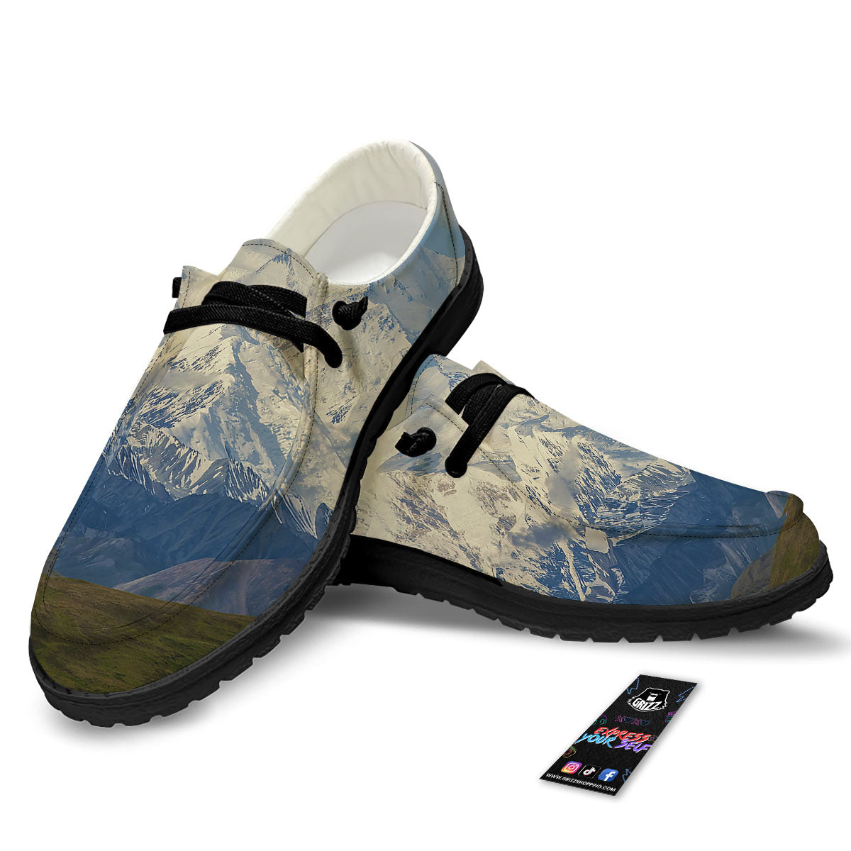 Denali Mountain Print Black Loafers-grizzshop