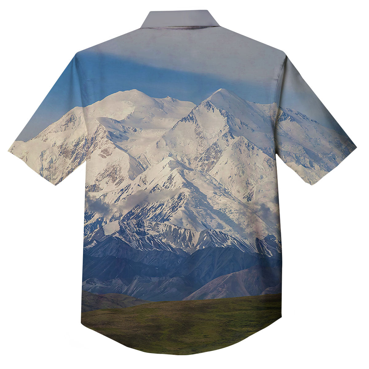 Denali Mountain Print Button Up Shirt-grizzshop