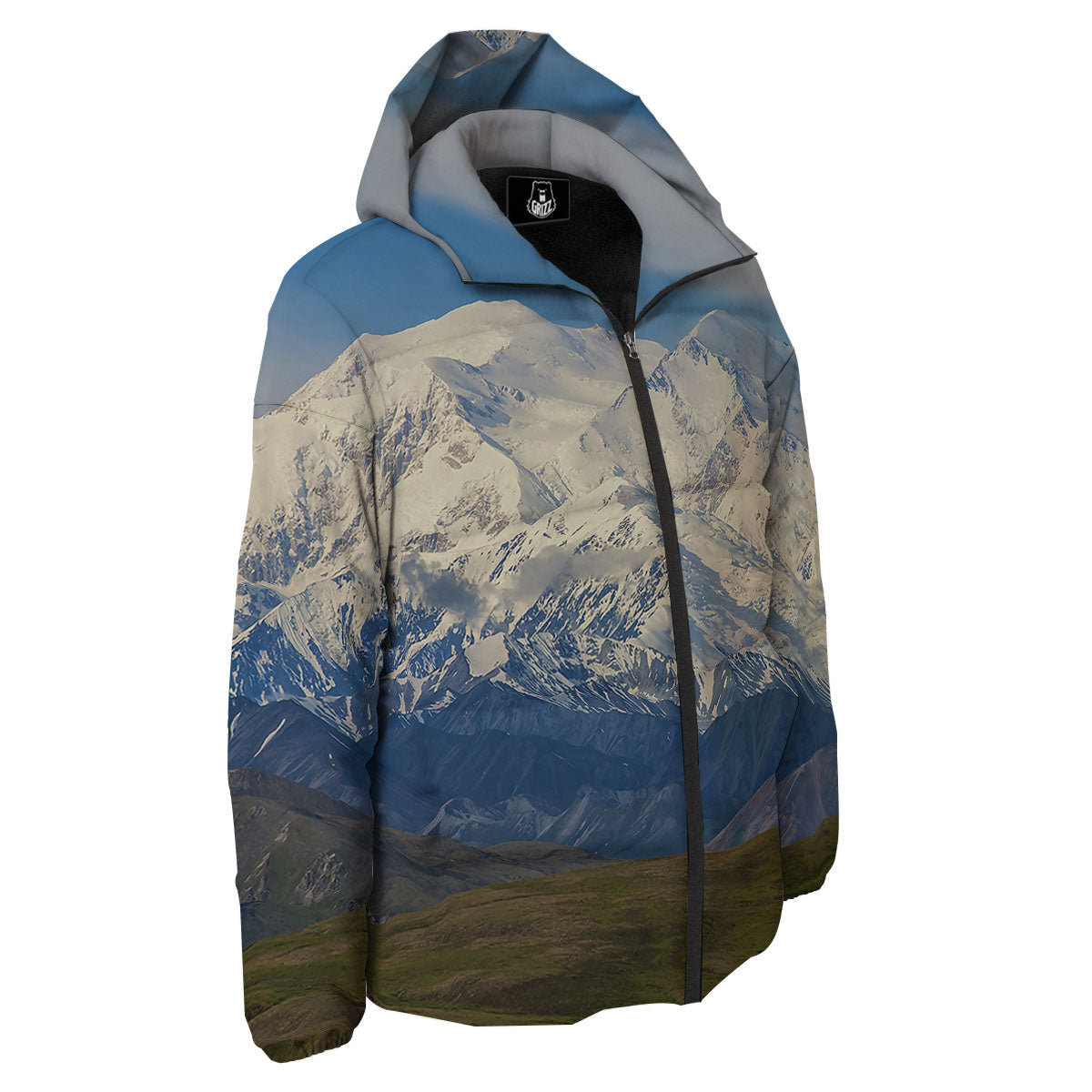 Denali Mountain Print Down Jacket-grizzshop