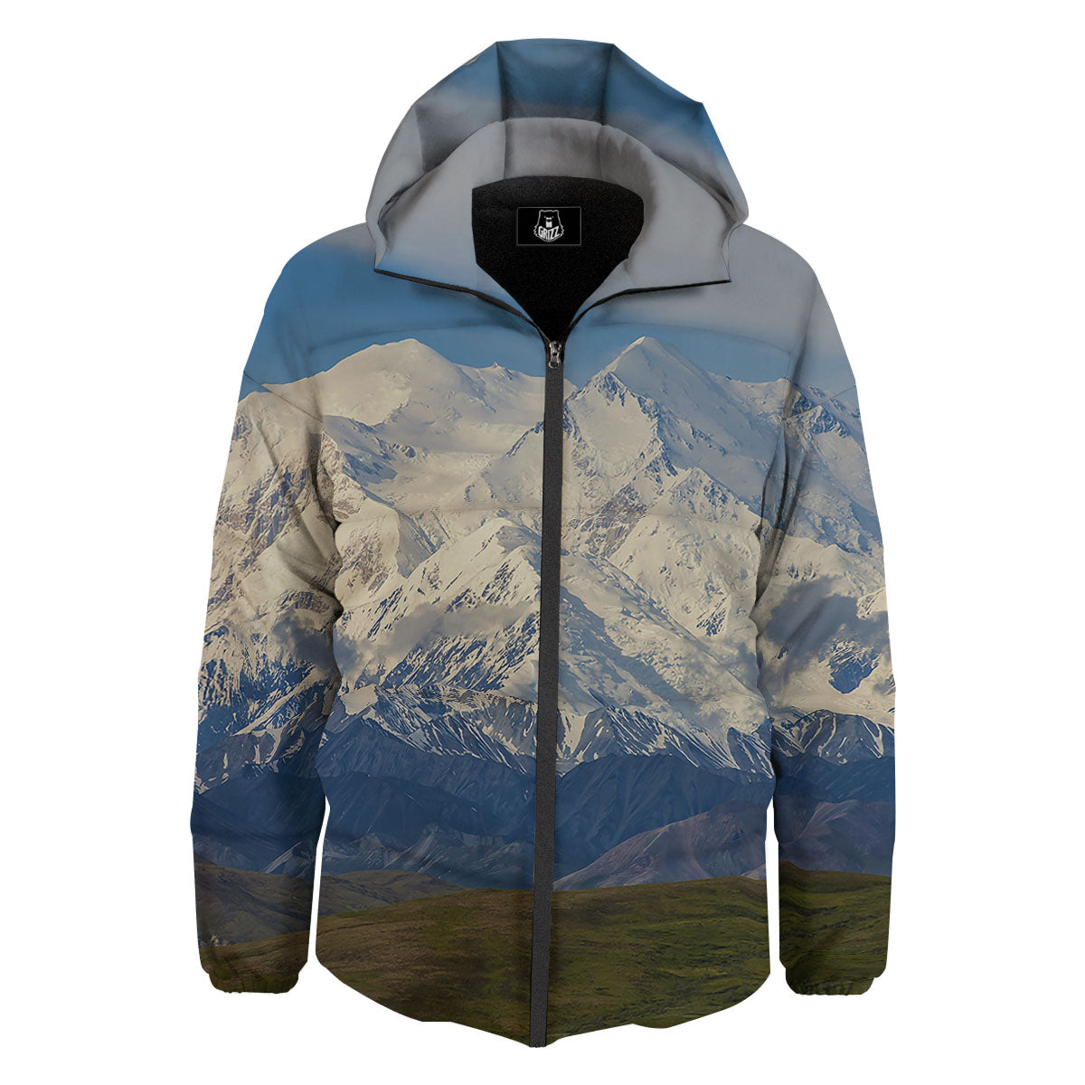 Denali Mountain Print Down Jacket-grizzshop