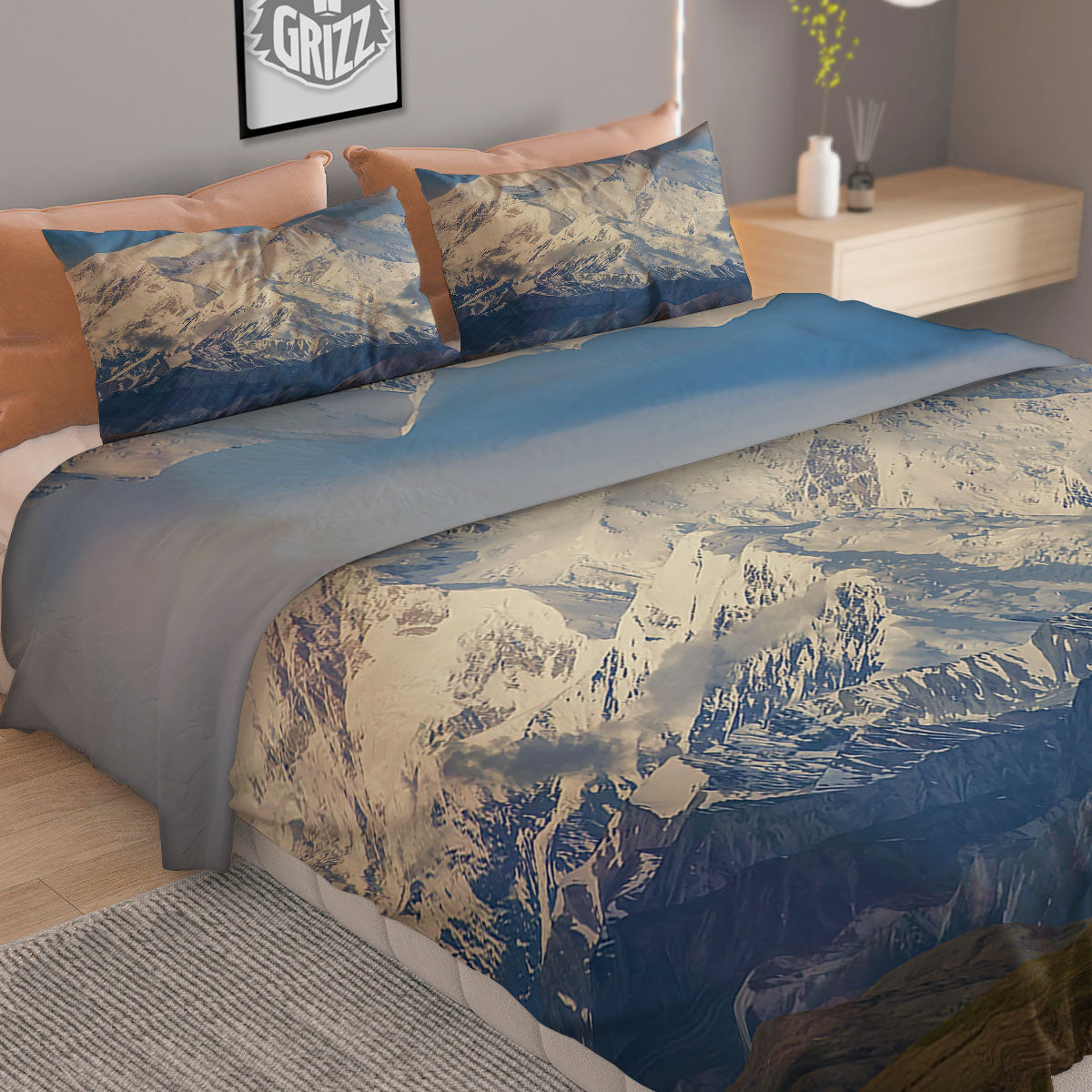 Denali Mountain Print Duvet Cover Bedding Set