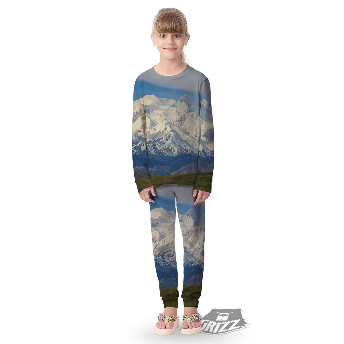 Denali Mountain Print Kid's Pajamas-grizzshop