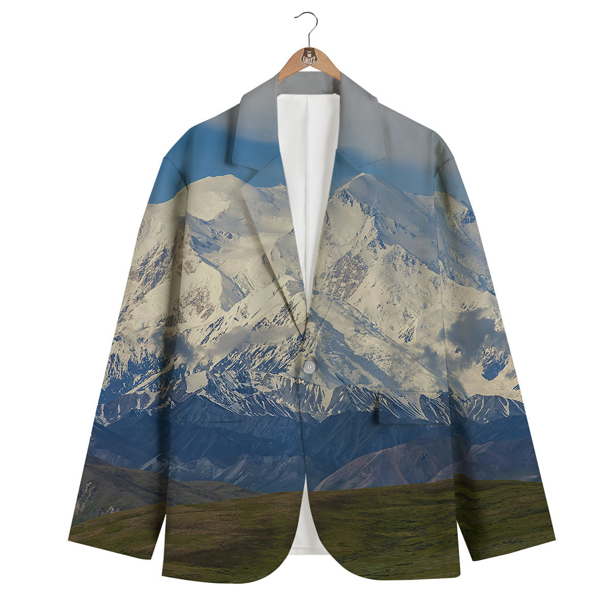 Denali Mountain Print Men's Blazer-grizzshop