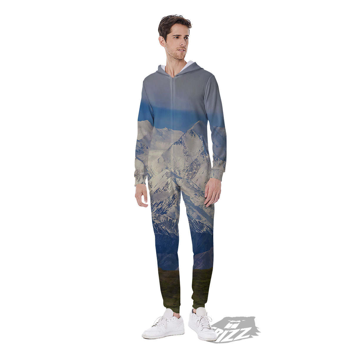 Denali Mountain Print Men's Jumpsuit-grizzshop