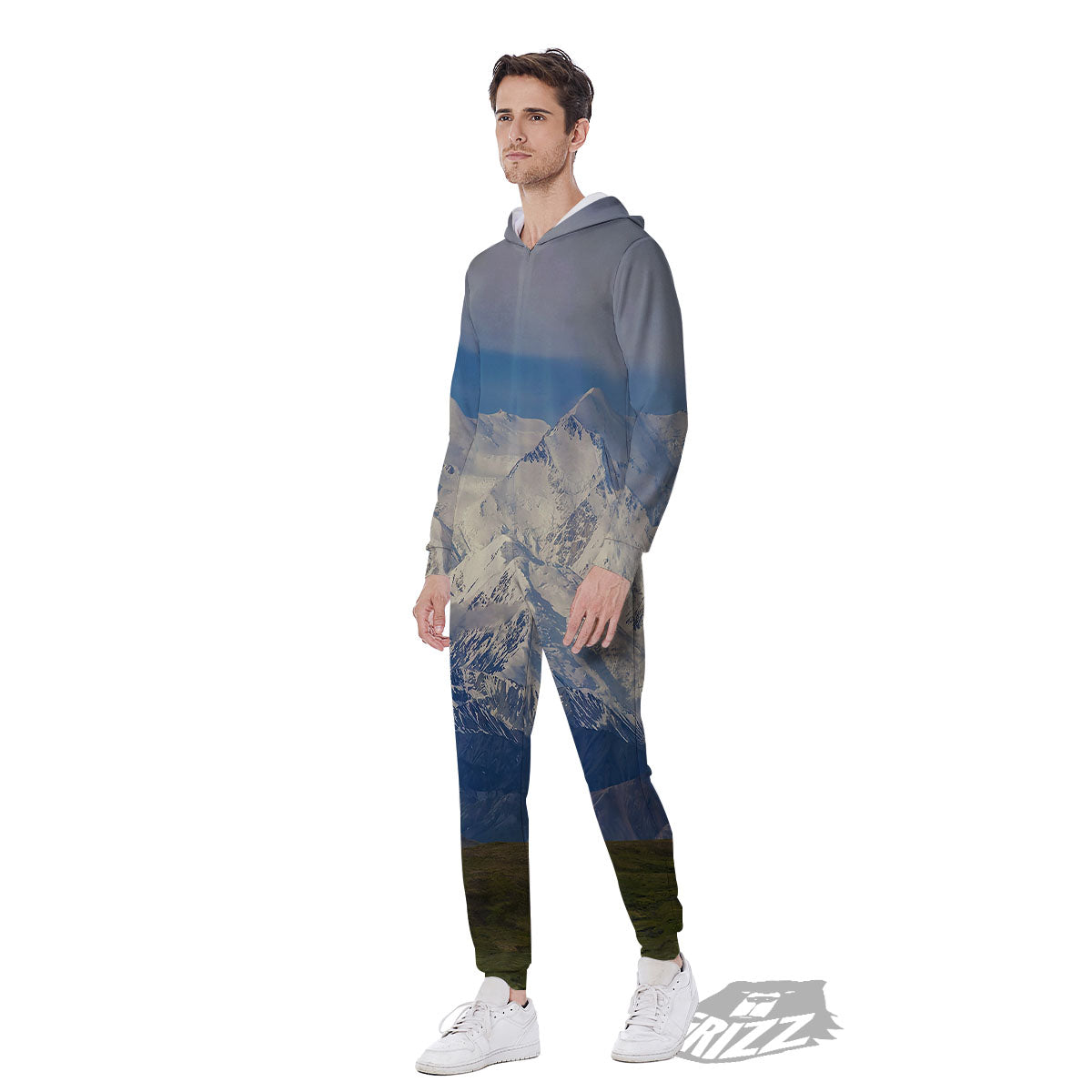 Denali Mountain Print Men's Jumpsuit-grizzshop