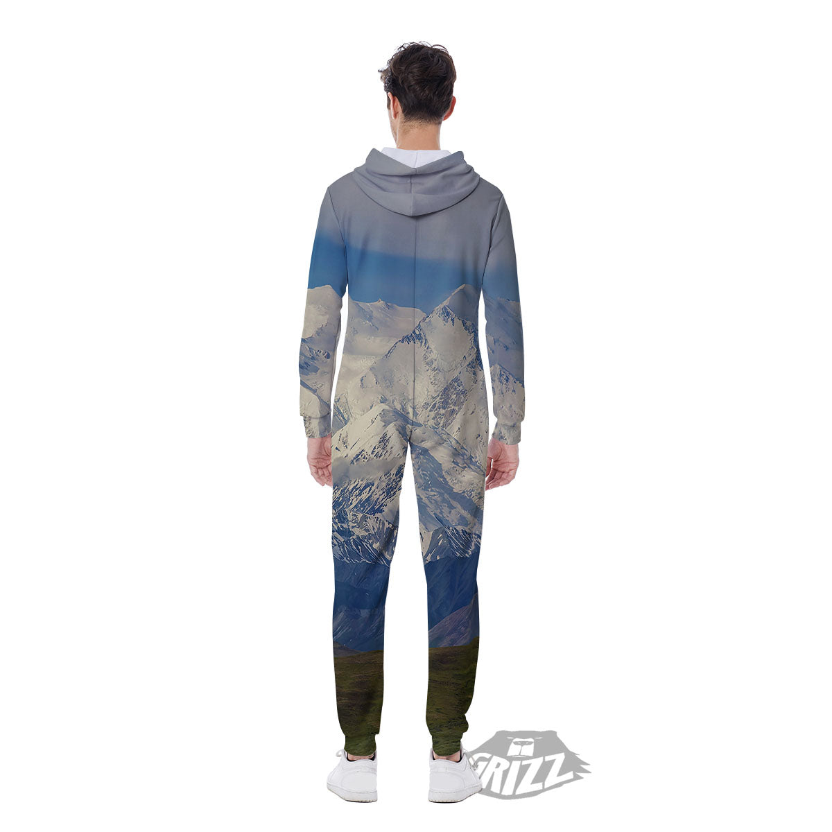 Denali Mountain Print Men's Jumpsuit-grizzshop