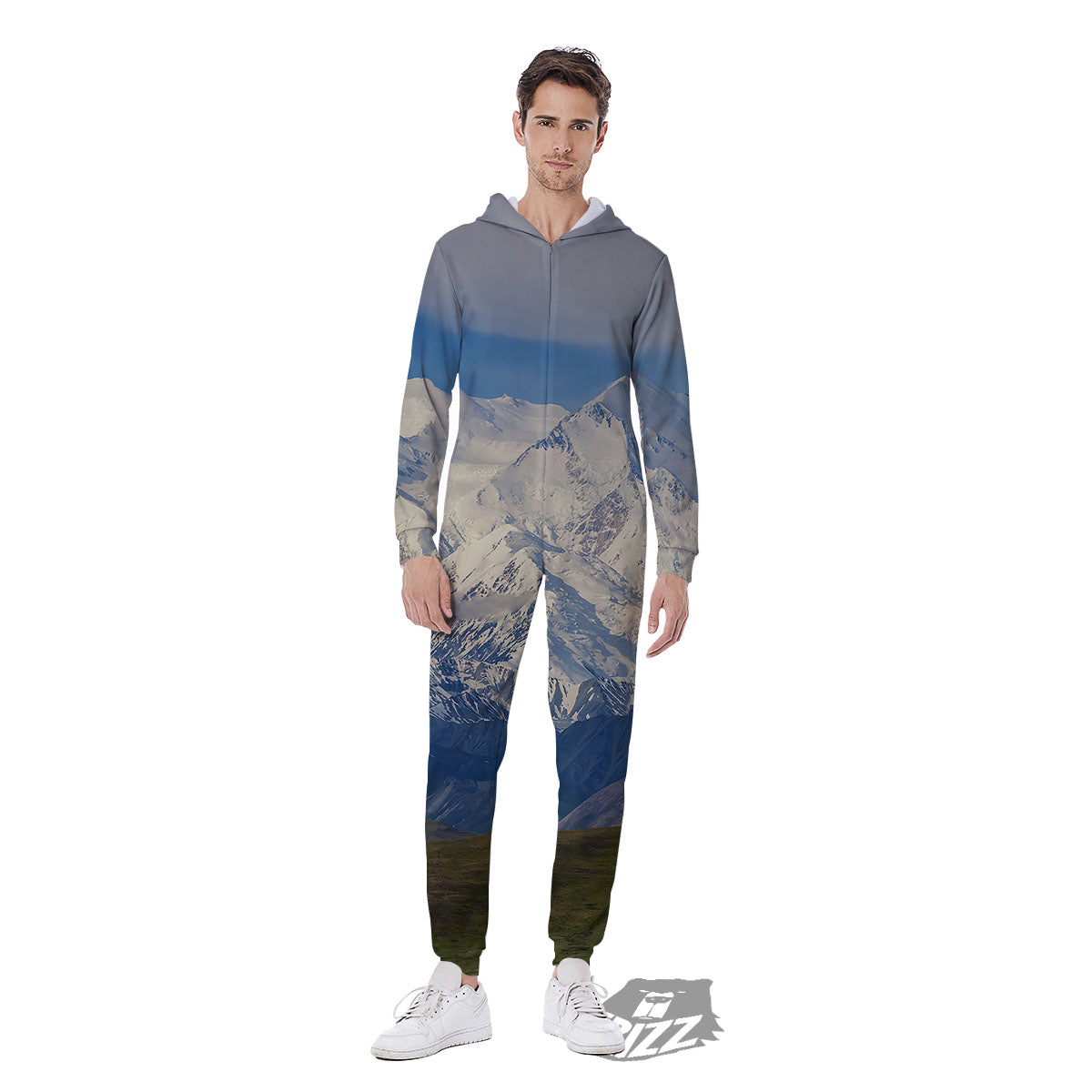 Denali Mountain Print Men's Jumpsuit-grizzshop