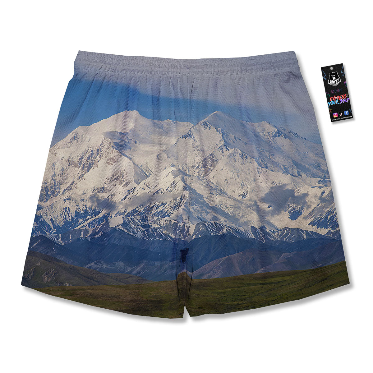 Denali Mountain Print Men's Running Shorts-grizzshop