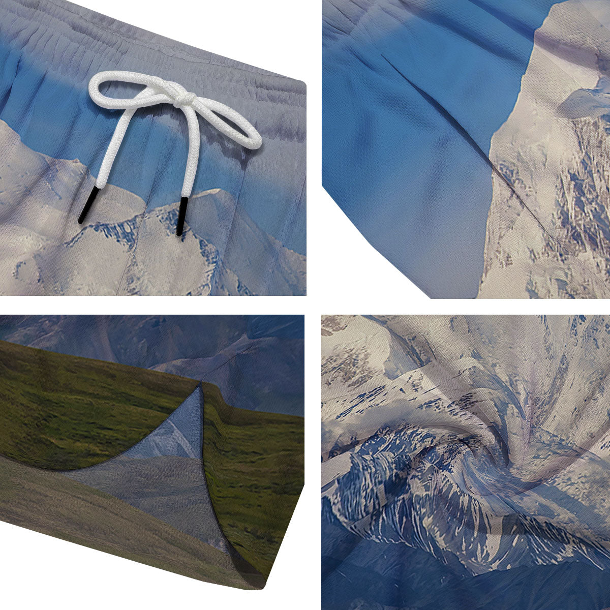 Denali Mountain Print Men's Running Shorts-grizzshop