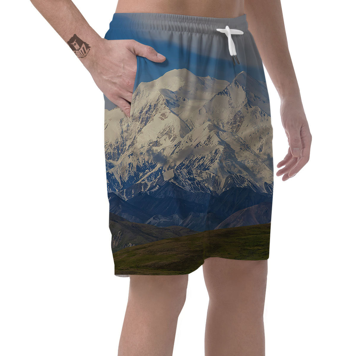 Denali Mountain Print Men's Shorts-grizzshop