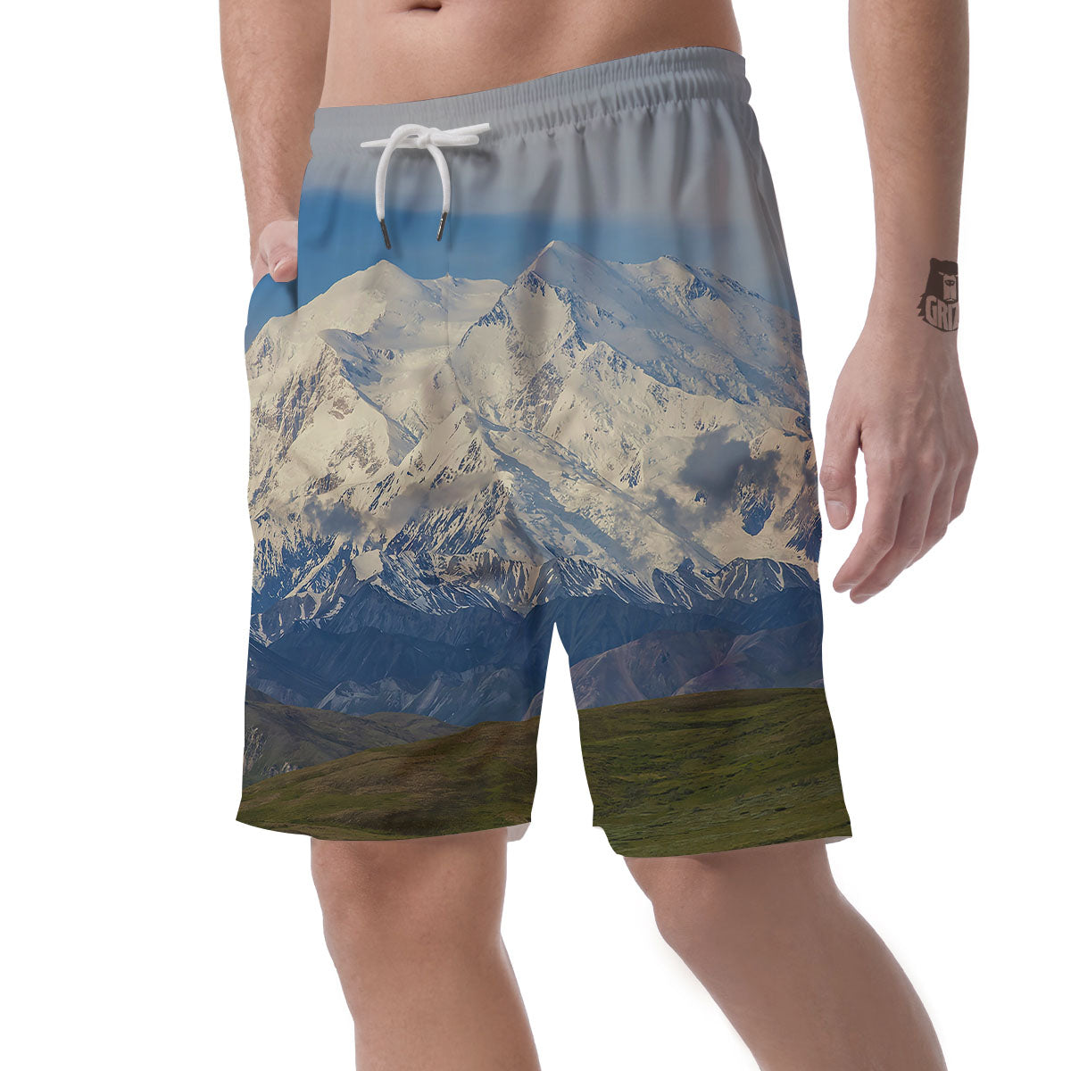 Denali Mountain Print Men's Shorts-grizzshop