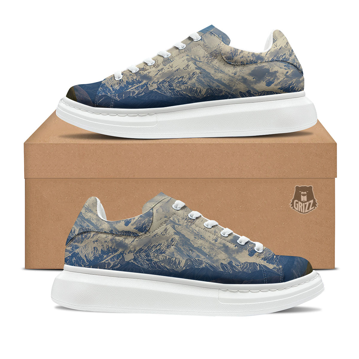 Denali Mountain Print Platform Shoes-grizzshop