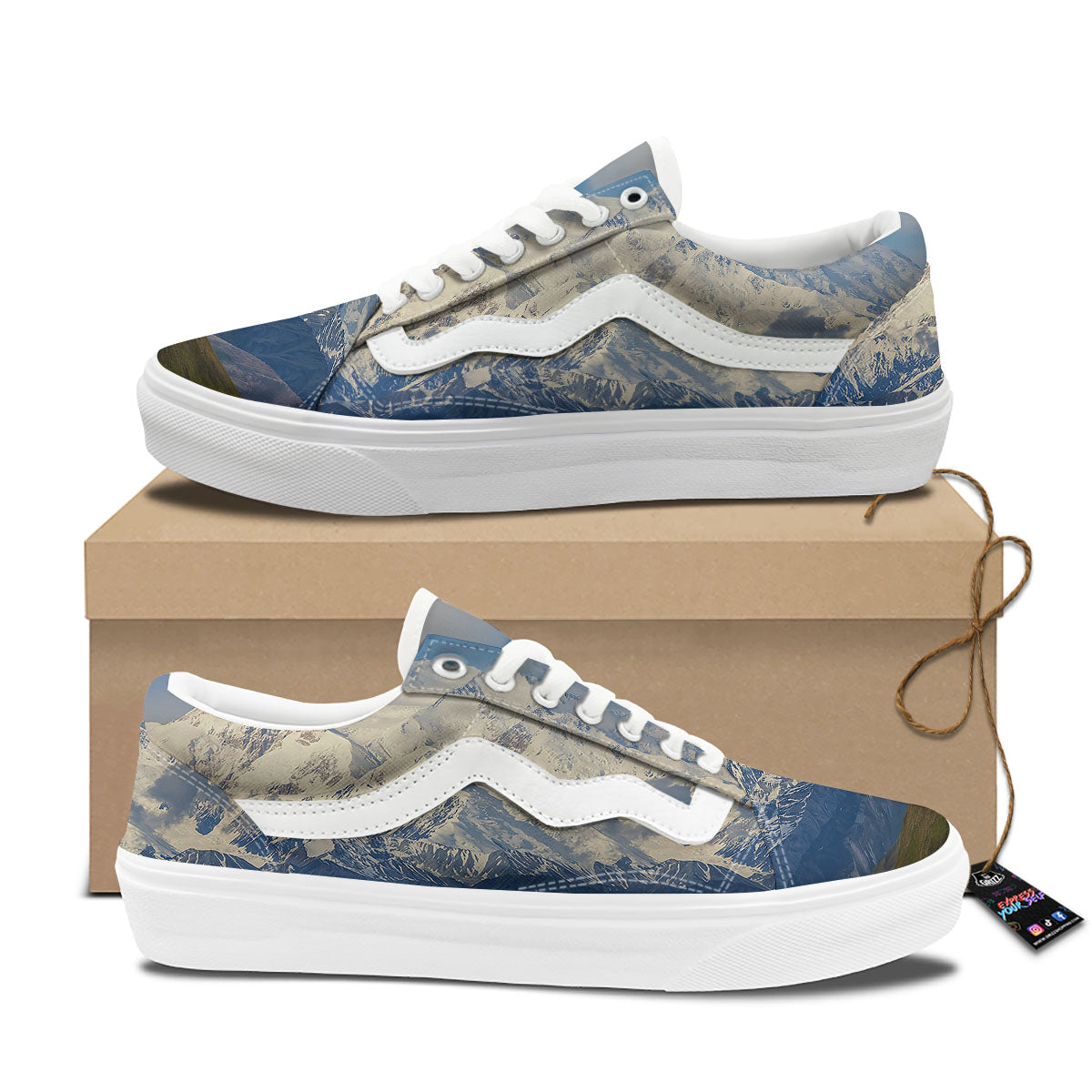 Denali Mountain Print Skate Shoes-grizzshop