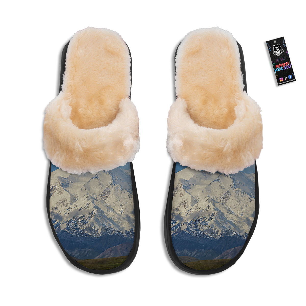 Denali Mountain Print Slippers-grizzshop