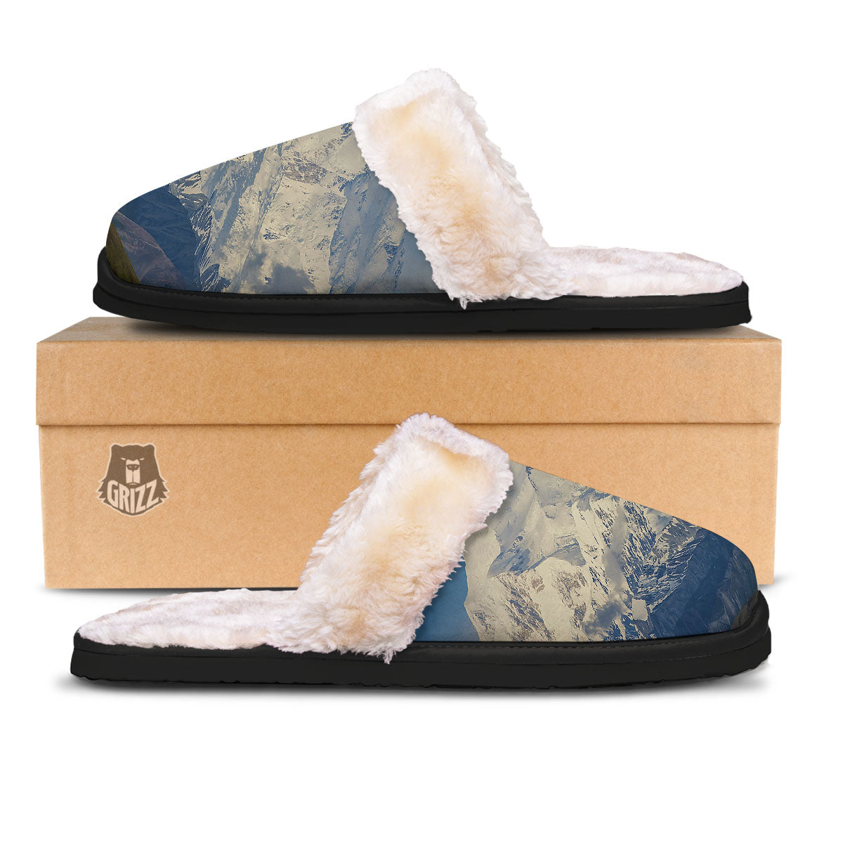 Denali Mountain Print Slippers-grizzshop
