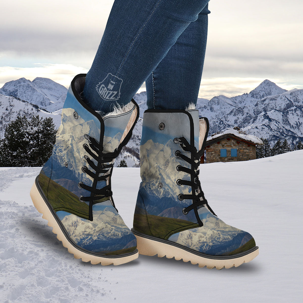 Denali Mountain Print Snow Boots-grizzshop