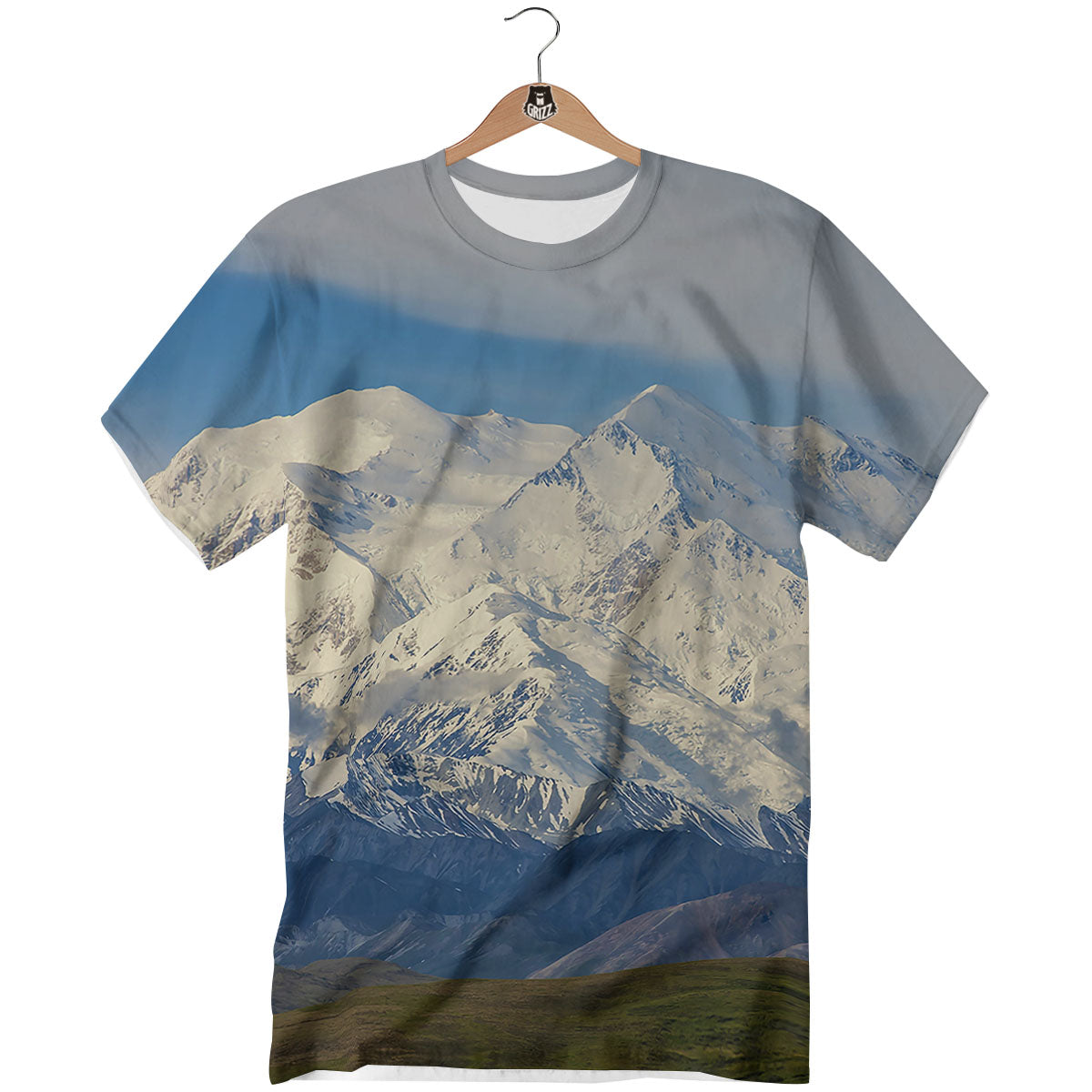 Denali Mountain Print T-Shirt-grizzshop