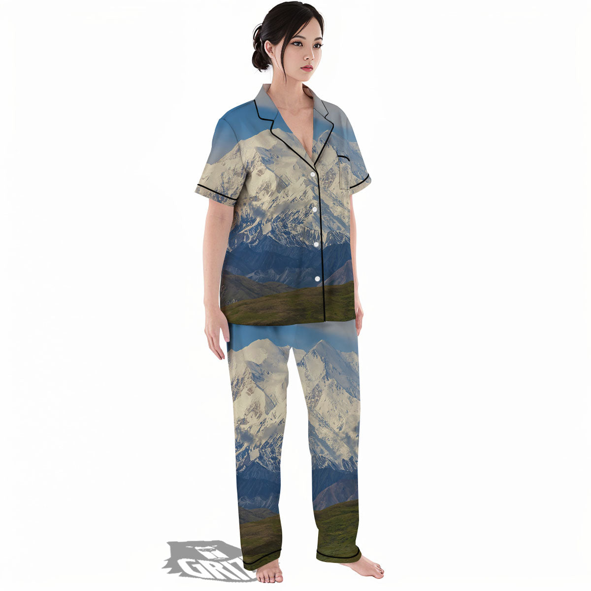 Denali Mountain Print Women's Pajamas Set-grizzshop