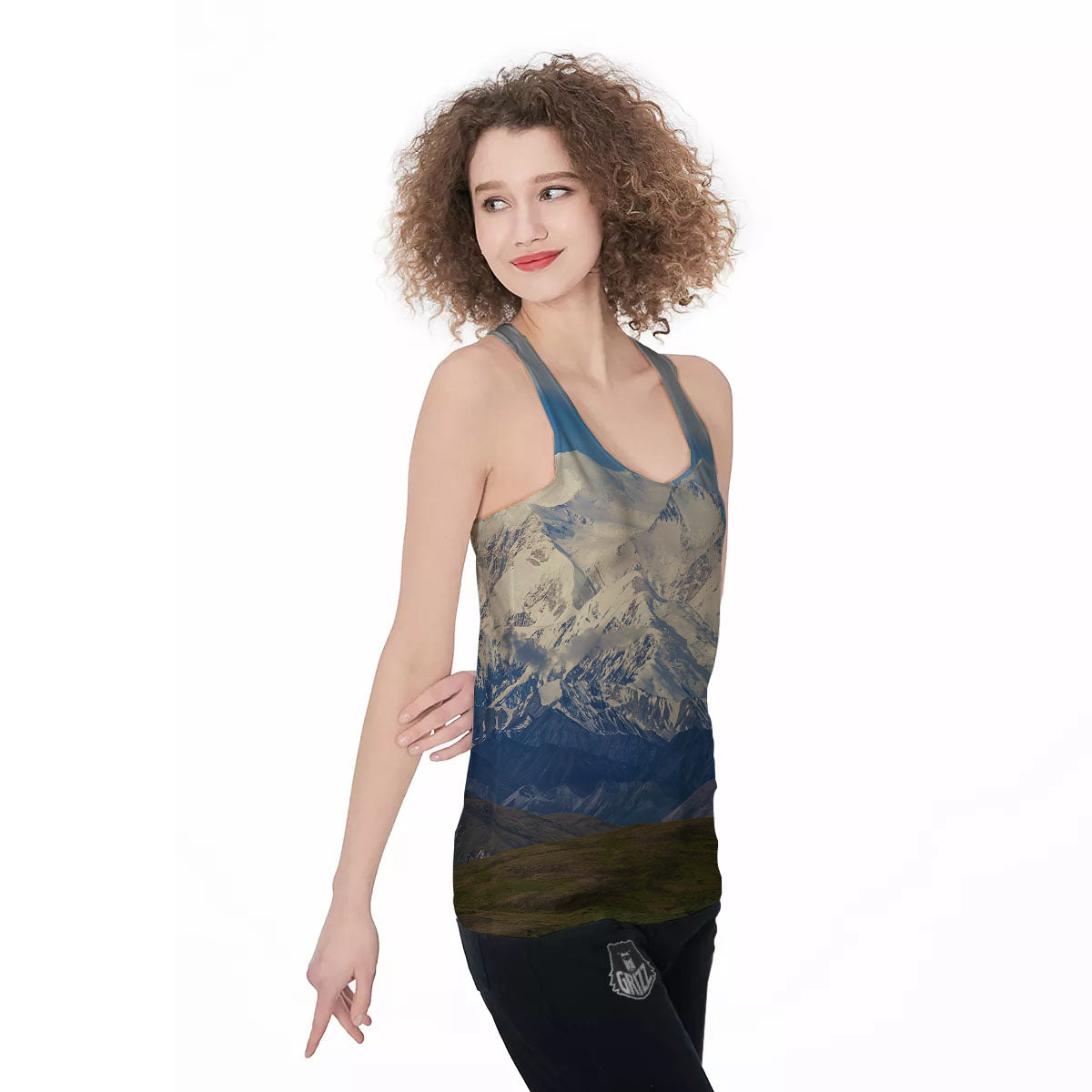 Denali Mountain Print Women's Racerback Tank Top-grizzshop