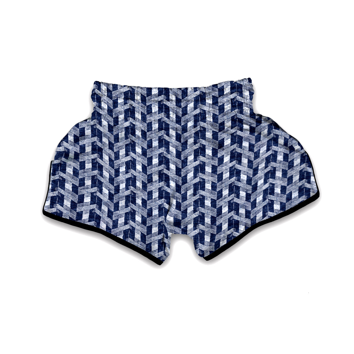 Denim Herringbone Print Pattern Muay Thai Boxing Shorts-grizzshop