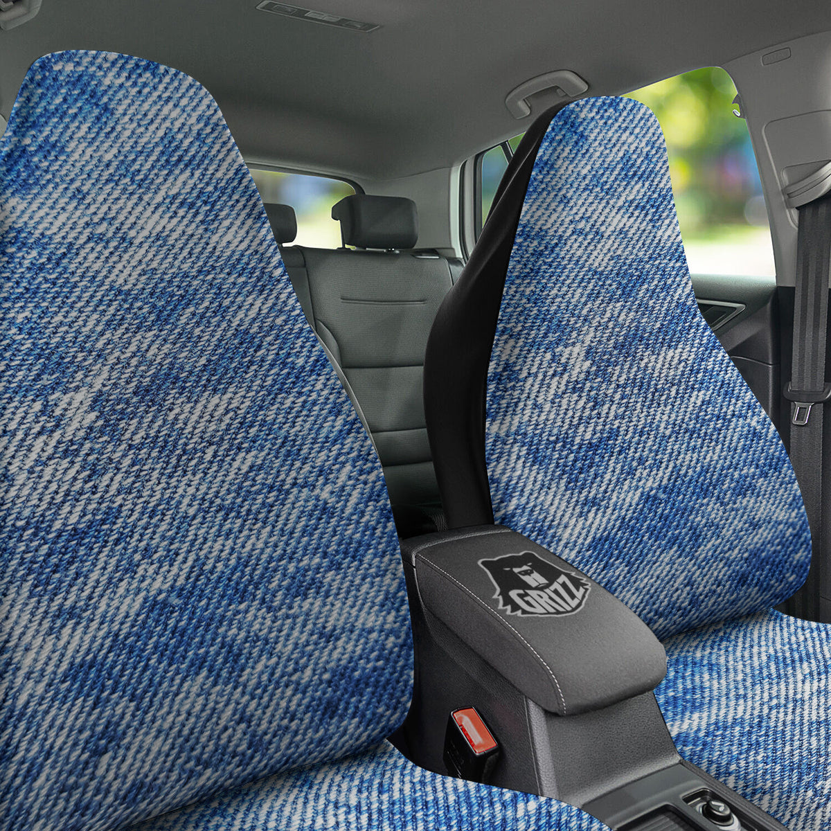 Denim Jeans Acid Wash Print Pattern Car Seat Covers-grizzshop