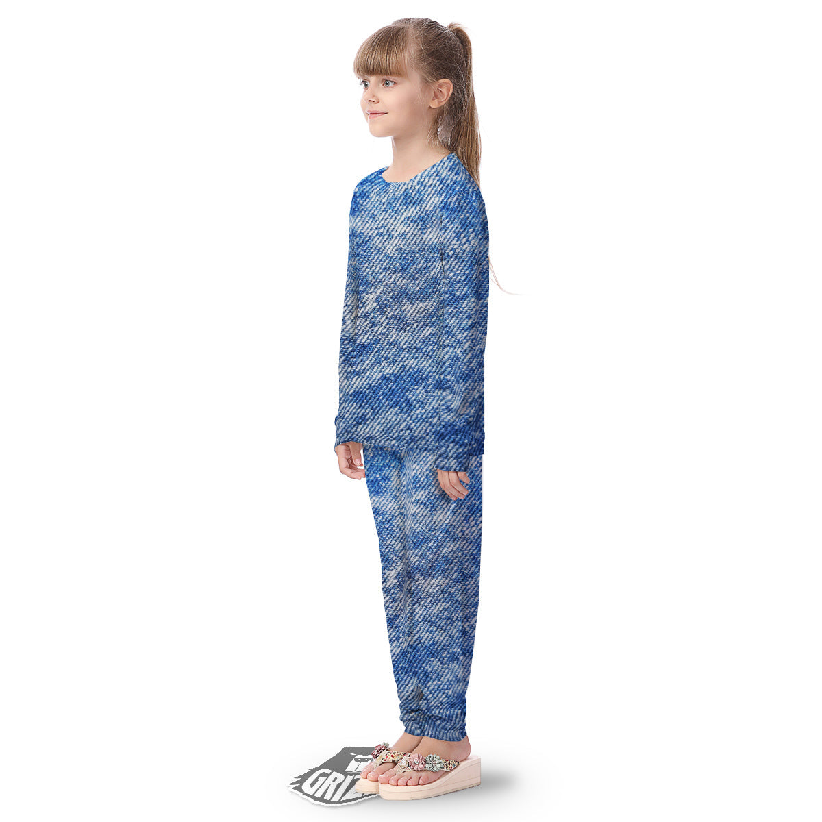 Denim Jeans Acid Wash Print Pattern Kid's Pajamas-grizzshop