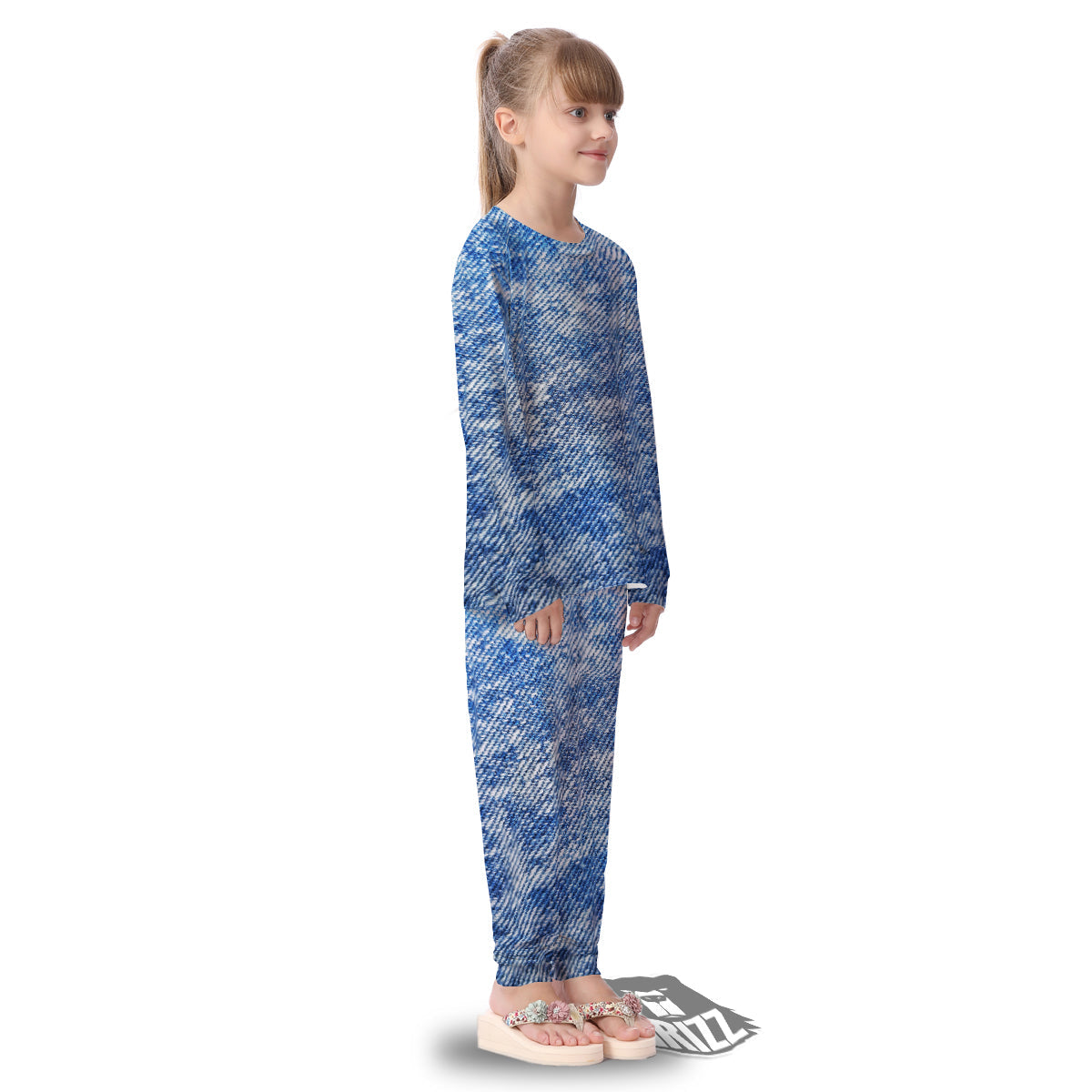 Denim Jeans Acid Wash Print Pattern Kid's Pajamas-grizzshop