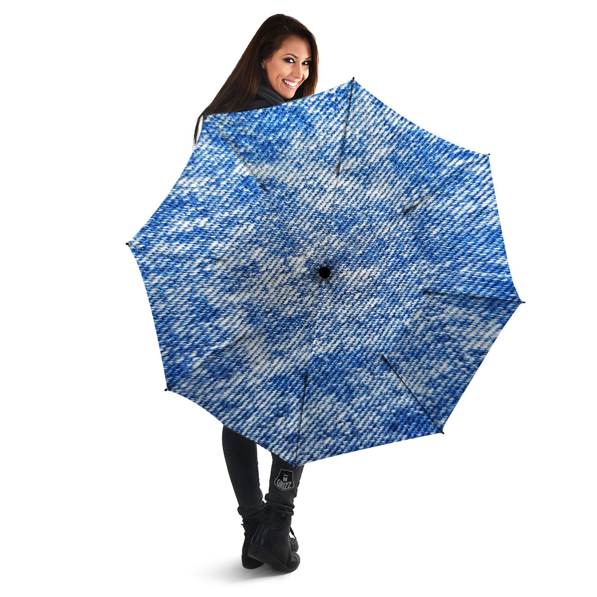 Denim Jeans Acid Wash Print Pattern Umbrella-grizzshop